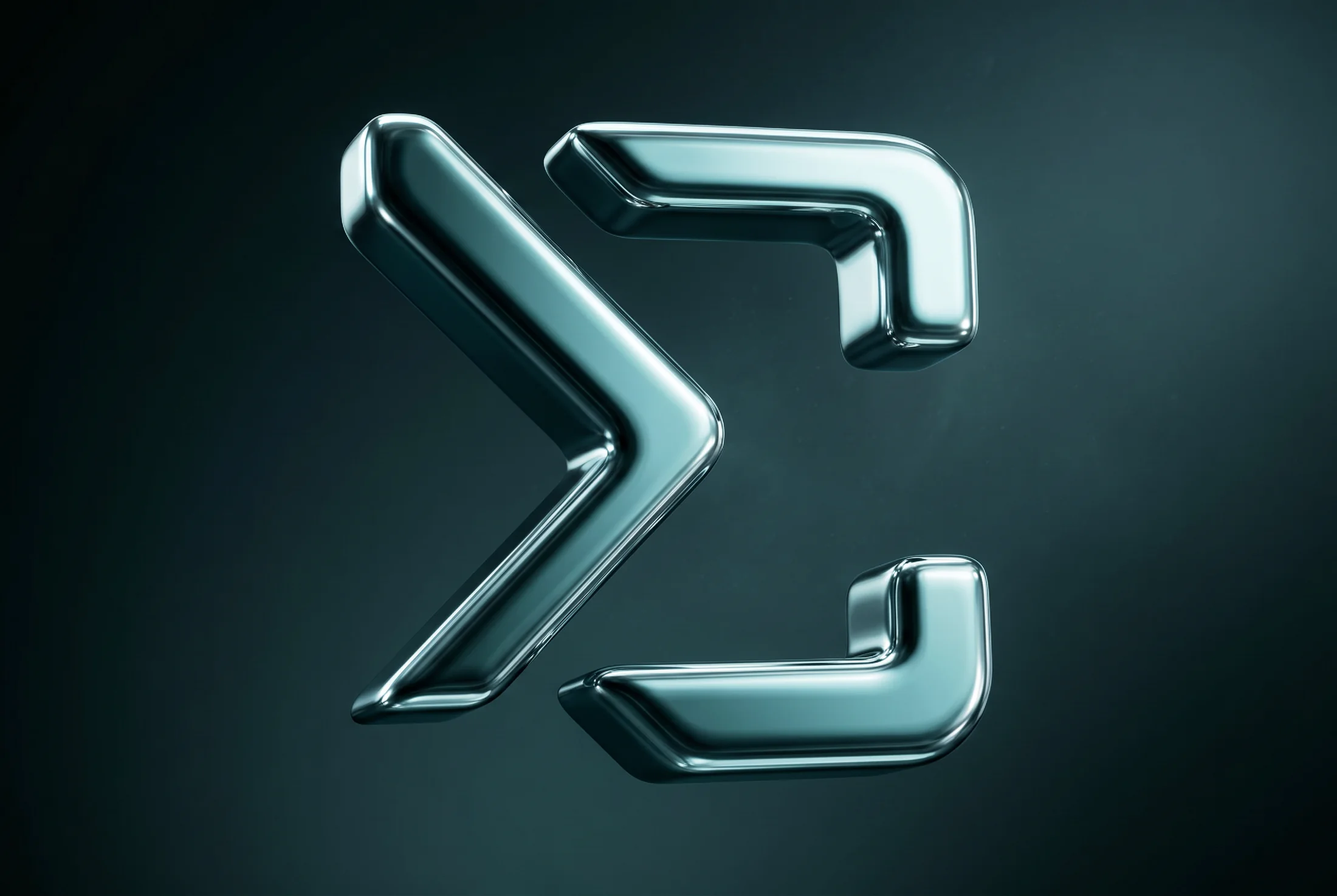A close-up, chrome 3D rendering of the Summand icon: a sigma symbol broken apart into its angled segments