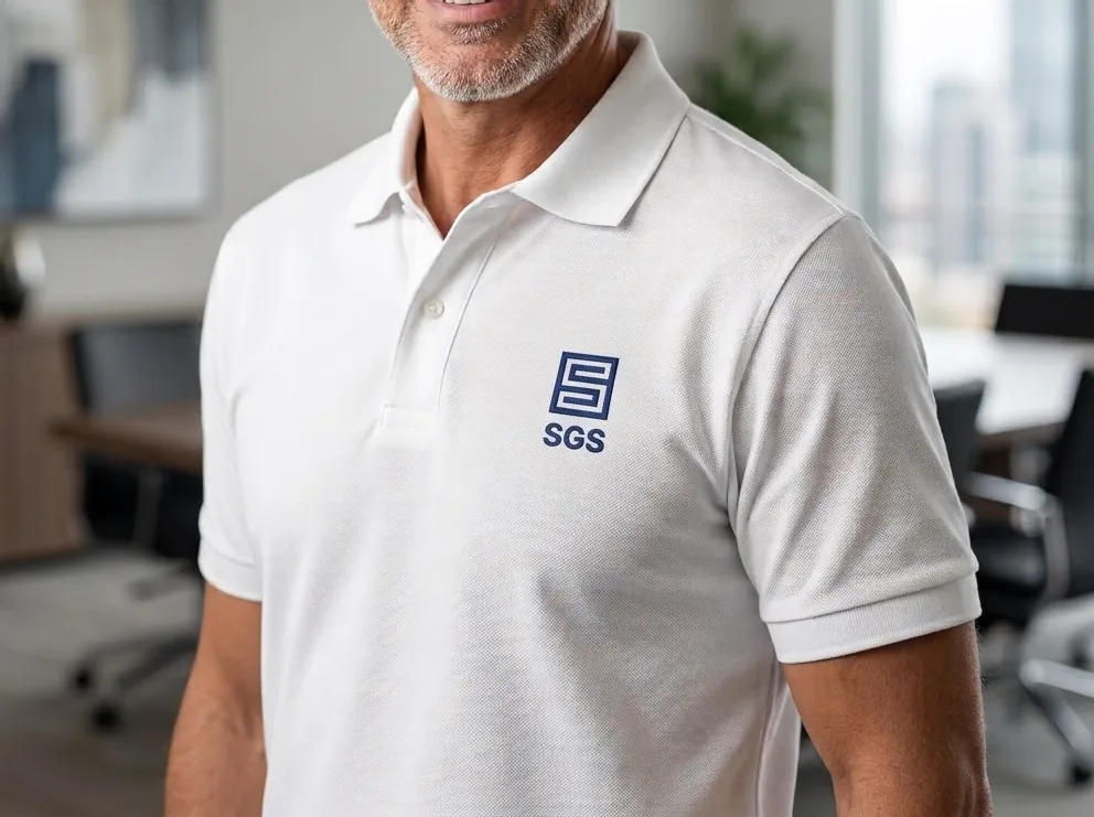 The short logo embroidered on a polo shirt